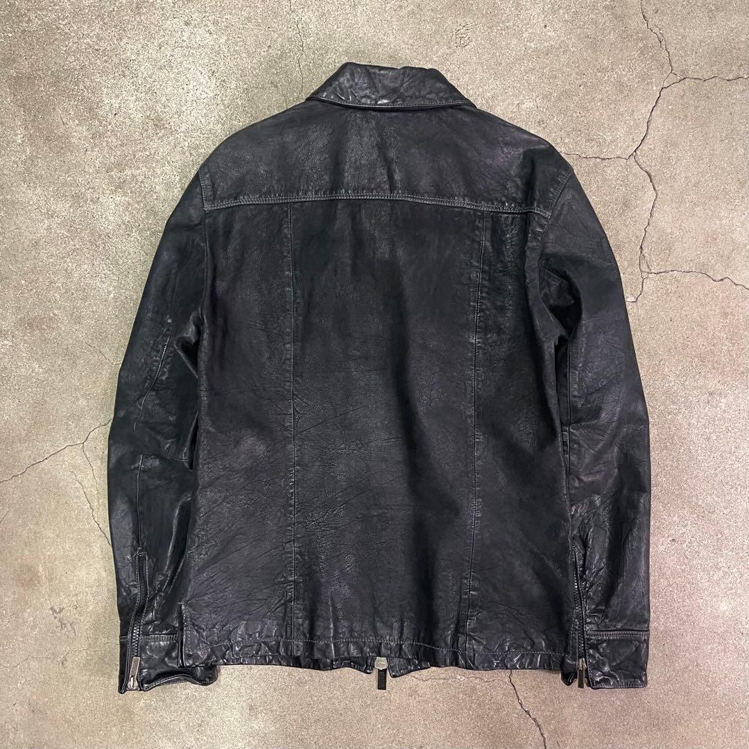EMPORIO ARMANI レザージャケット ブラック 48