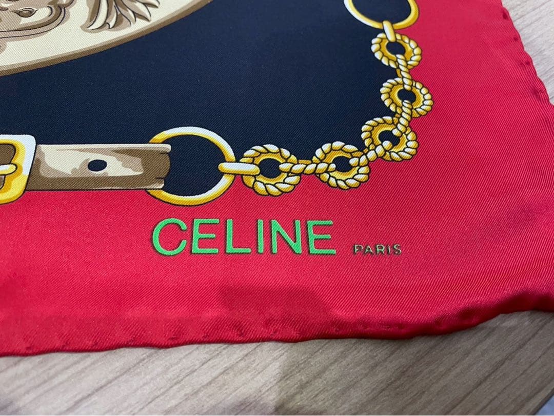 【美品】CELINE セリーヌ　シルクスカーフ　約86cm×86cm