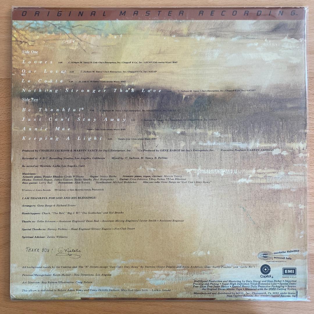 LP Natalie Cole Thankful Mofi モービル盤