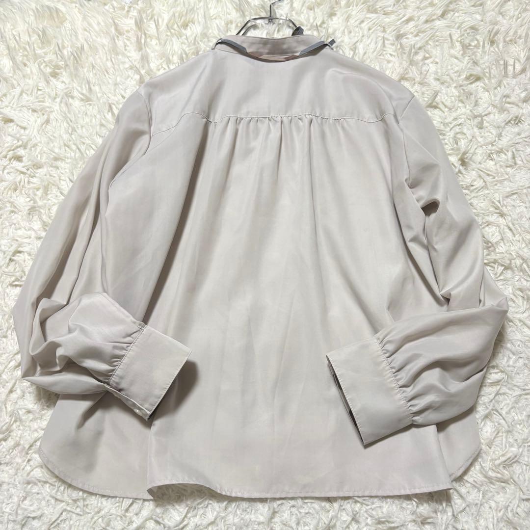 美品☆ブルーレーベルクレストブリッジ☆コットンライクスパンローンブラウス リボン