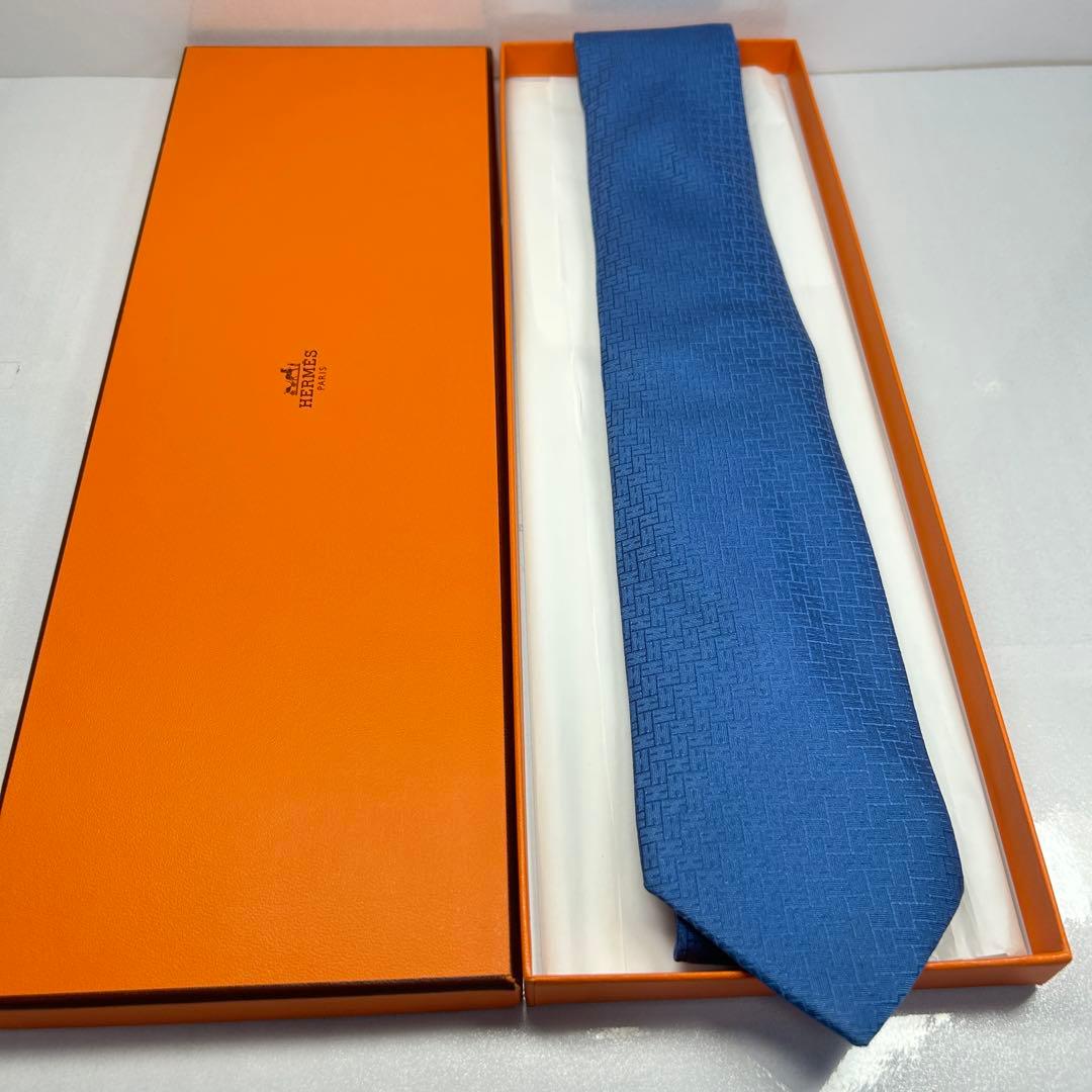 HERMES エルメス 極美品 ファソネ H柄 H織 現行 ブルー シルク 人気