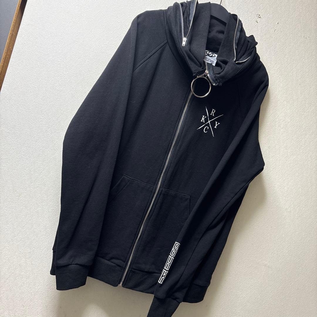 KRY CLOTHING❣️フルジップ❣️フード収納式❣️ブラック❣️オーバーサイズ❣️