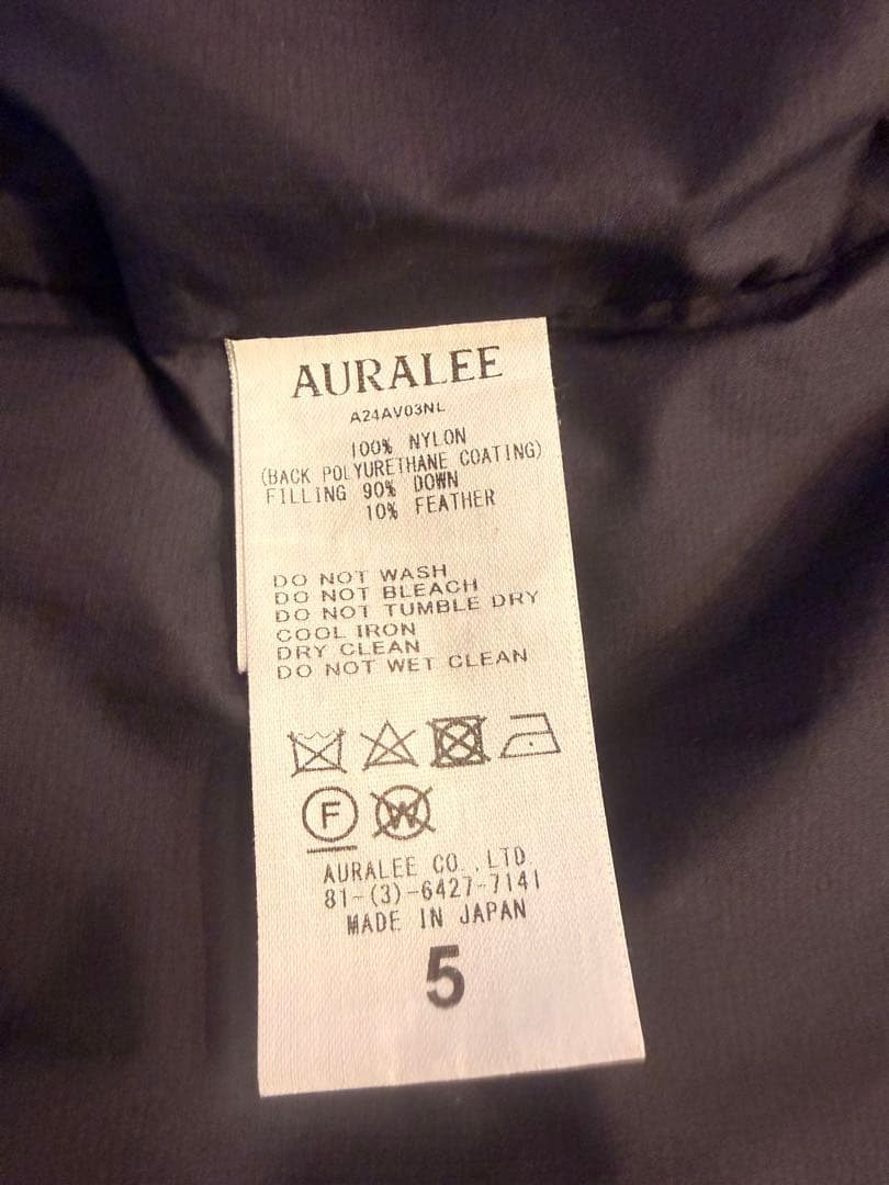 AURALEE/BLACK DOWN VEST/オーラリーダウンベストブラック