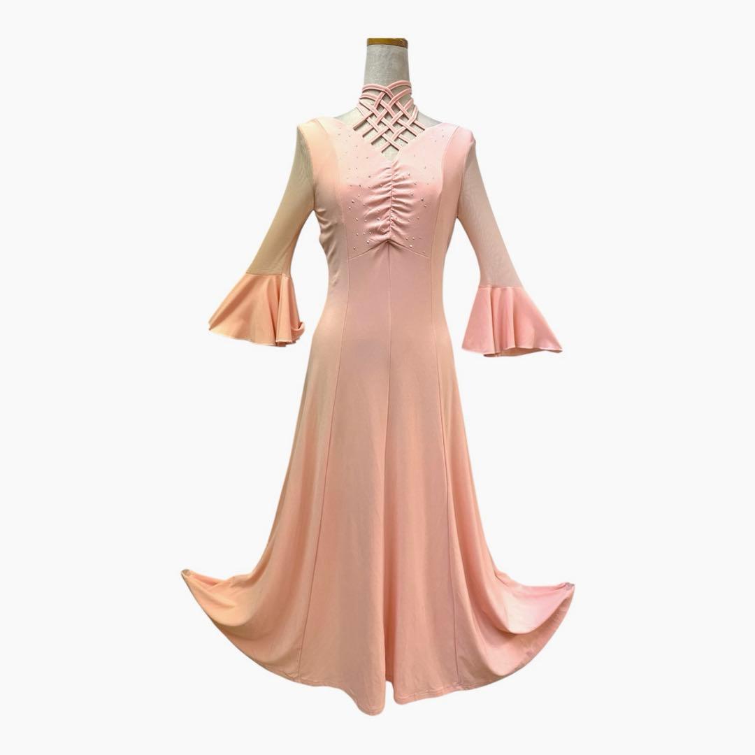 6140★primaboutique★S ピンク スタンダードドレス 社交ダンス