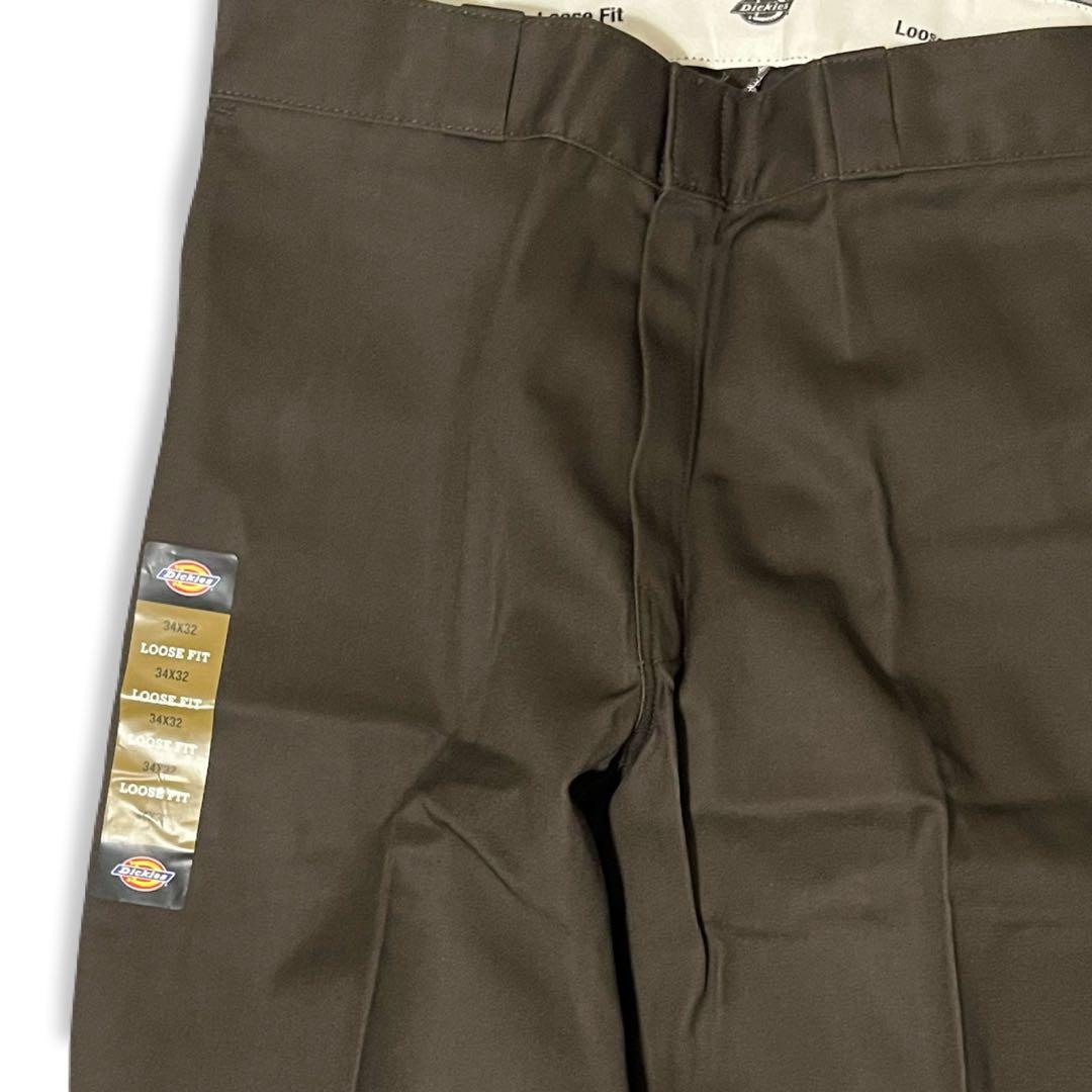 新品 34x30 ダークブラウン DICKIES ダブルニー LOOSE FIT