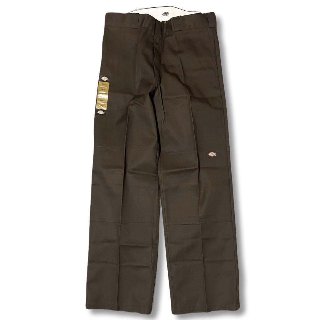 新品 34x30 ダークブラウン DICKIES ダブルニー LOOSE FIT