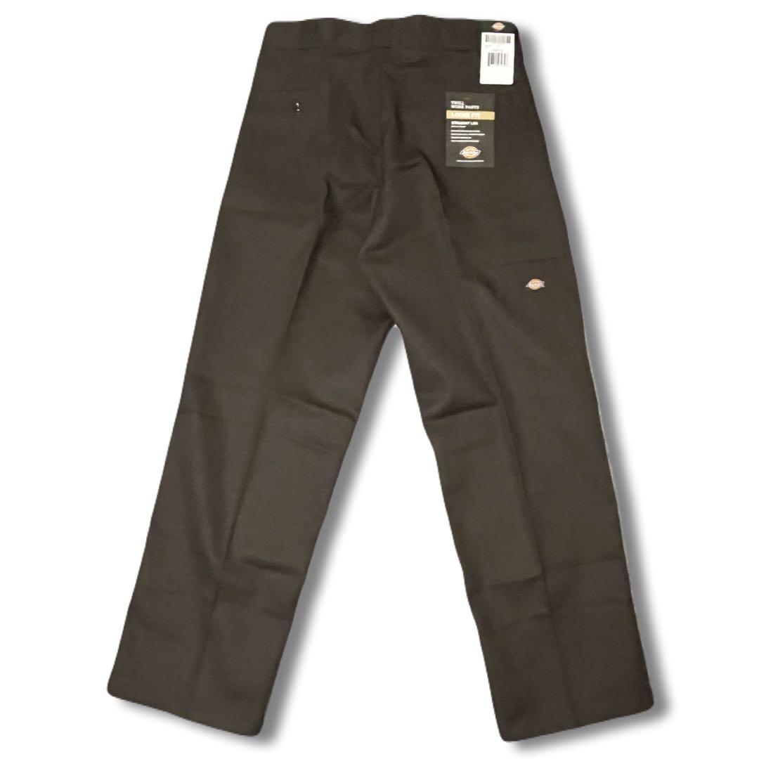新品 34x30 ダークブラウン DICKIES ダブルニー LOOSE FIT