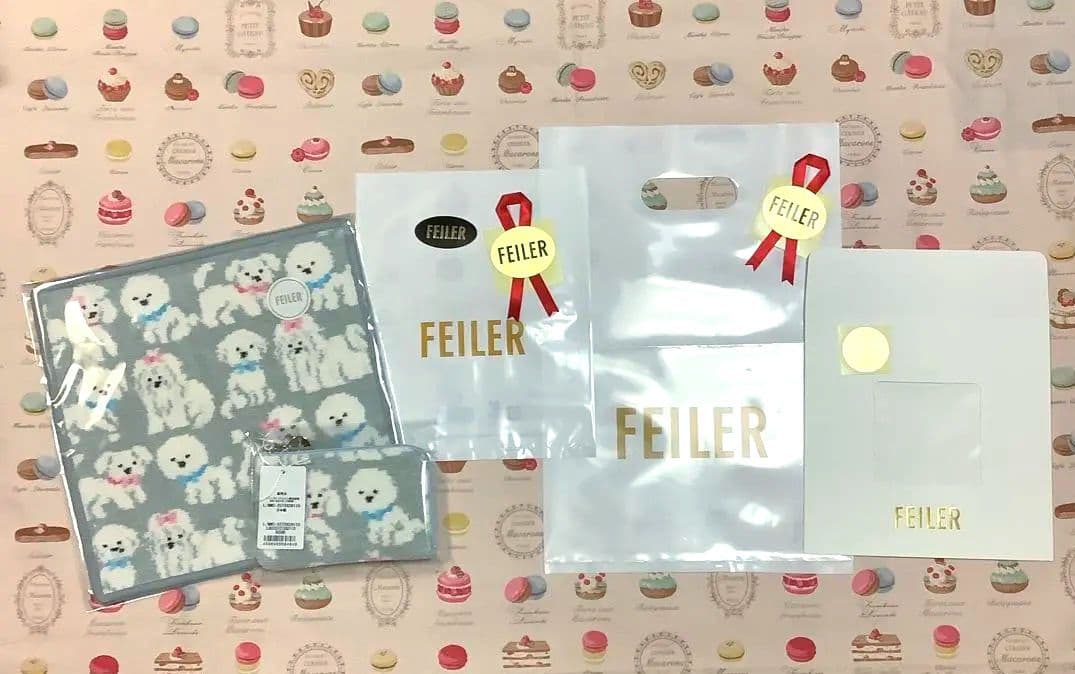 新品✨フェイラー ショッパー付き モフモフ ワンチャン L字 ポーチハンカチ