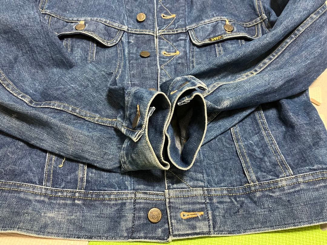 USA製 リーLee 220Jデニムジャケット　70年〜 縦落バリバリ濃紺　M