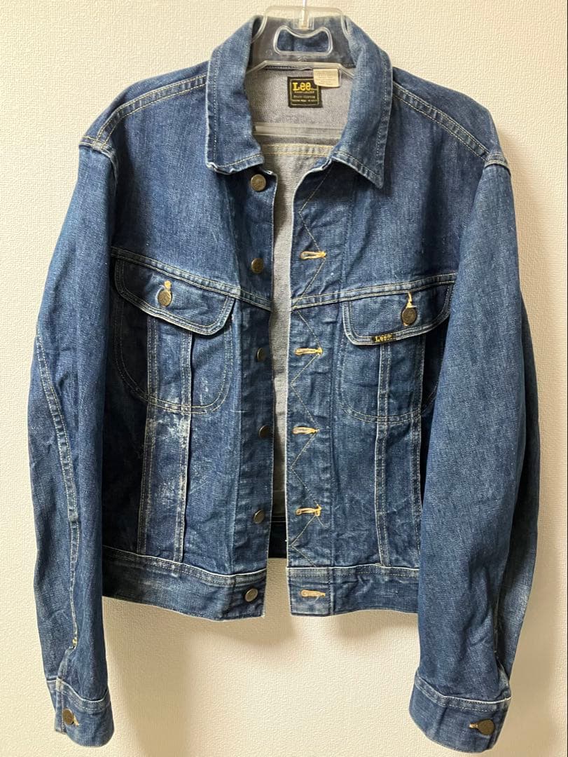 USA製 リーLee 220Jデニムジャケット　70年〜 縦落バリバリ濃紺　M