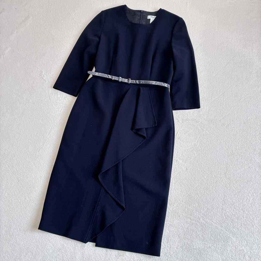 MAX MARA ワンピース 七分袖ロング 大きいサイズ　最高級　白タグ　44