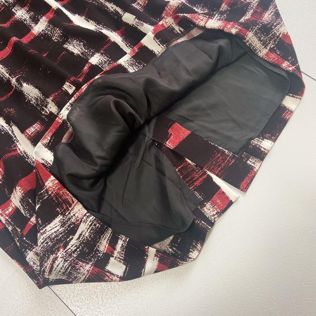 美品 HIROKOKOSHINO ブラシペイント チェック タック ワンピース