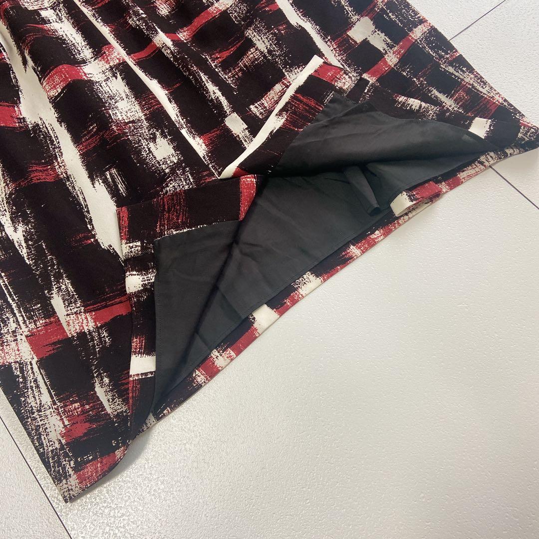 美品 HIROKOKOSHINO ブラシペイント チェック タック ワンピース