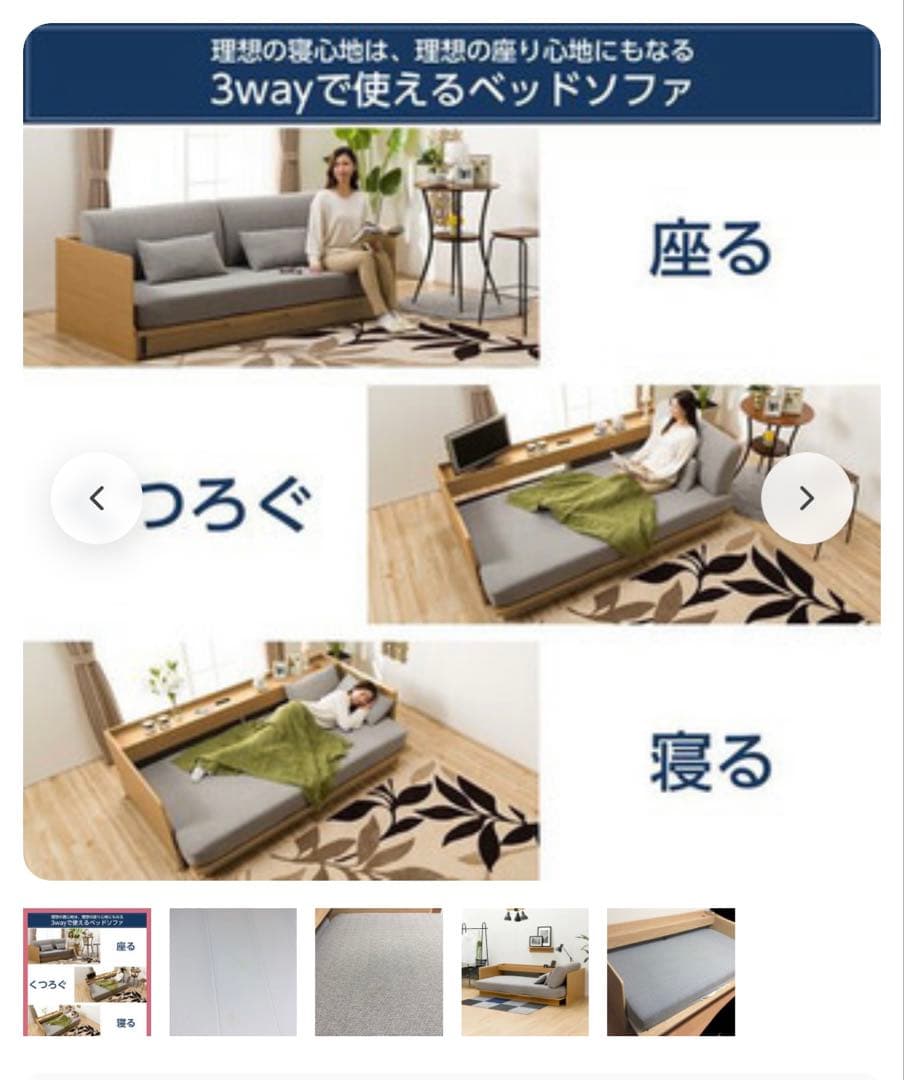 【たのめる便】送料込み　3way ソファベッド 木製フレーム（替えカバー付き）