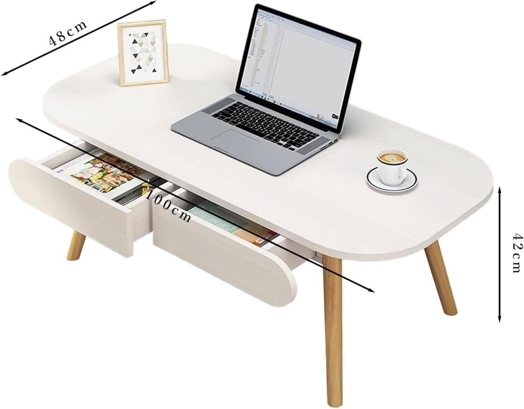 ローテーブル 引き出し付き センターテーブル ホワイト　ミニテーブル