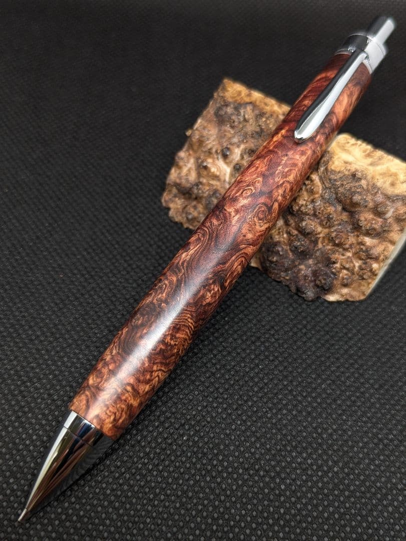 特上杢 ホンジュラスローズウッド瘤 工房楔監修 加藤金属シャーペン0.5mm