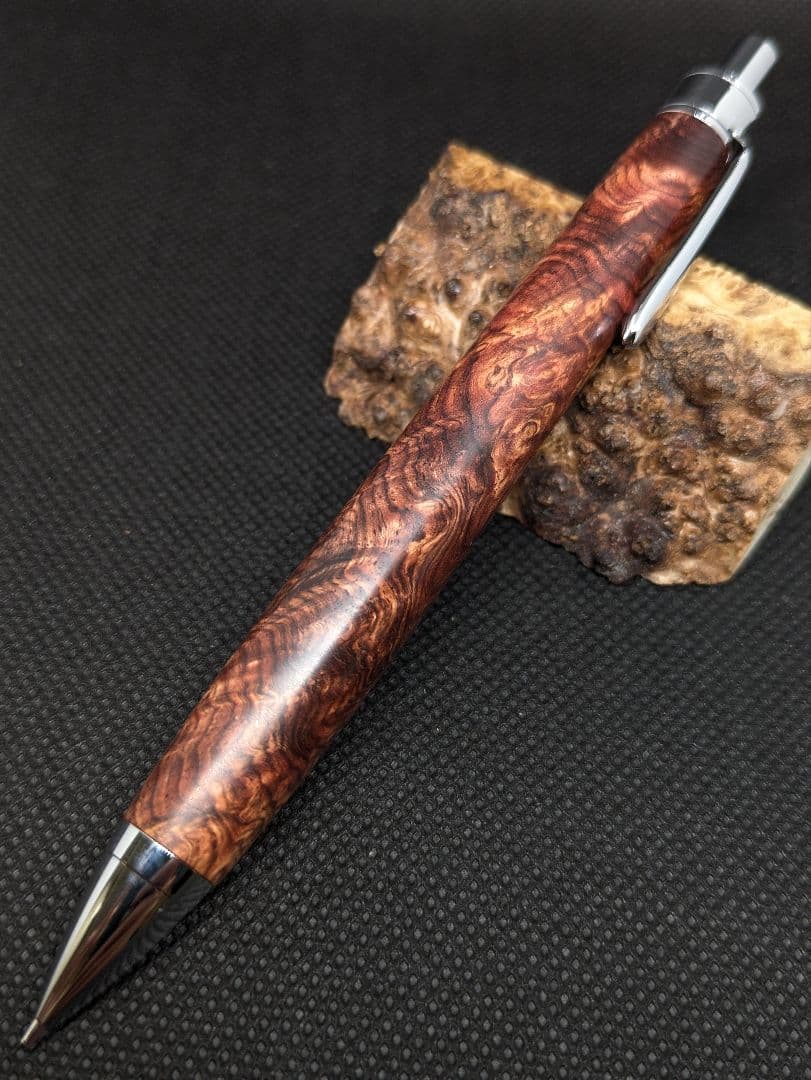 特上杢 ホンジュラスローズウッド瘤 工房楔監修 加藤金属シャーペン0.5mm
