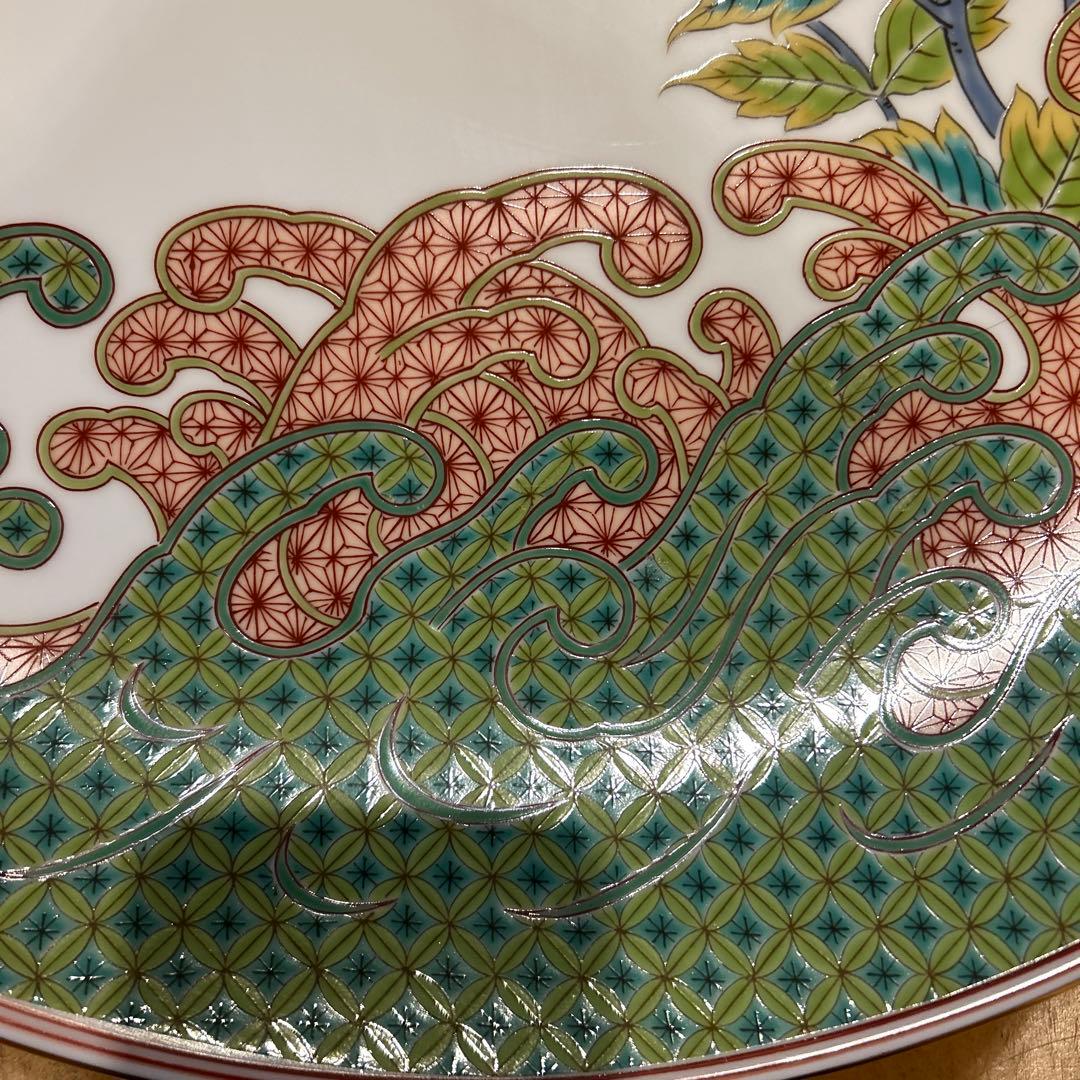 有田焼　秀峰　飾り大皿　伊万里絵付　牡丹　蝶々　青海　４６センチ