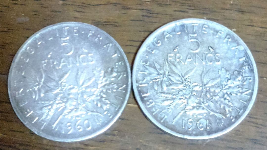 フランス 5フラン 銀貨 2枚セット sv835