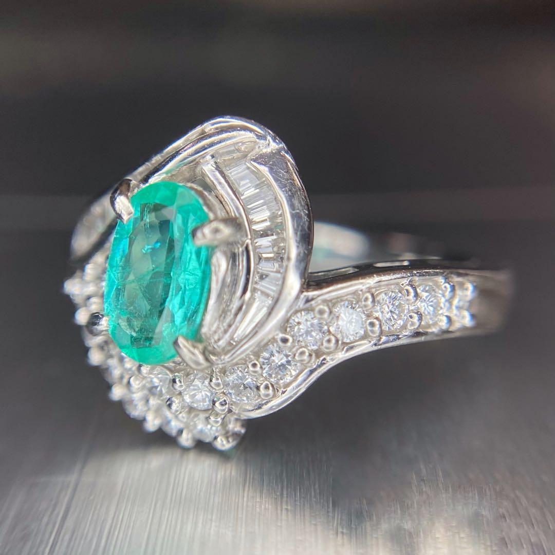 天然 パライバトルマリン￼ ダイヤモンド 計0.957ct PT 中宝研ブラジル