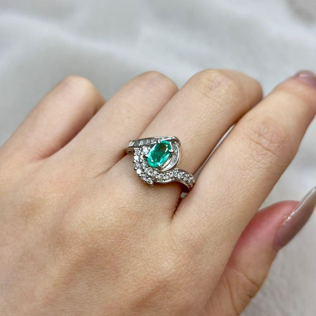 天然 パライバトルマリン￼ ダイヤモンド 計0.957ct PT 中宝研ブラジル
