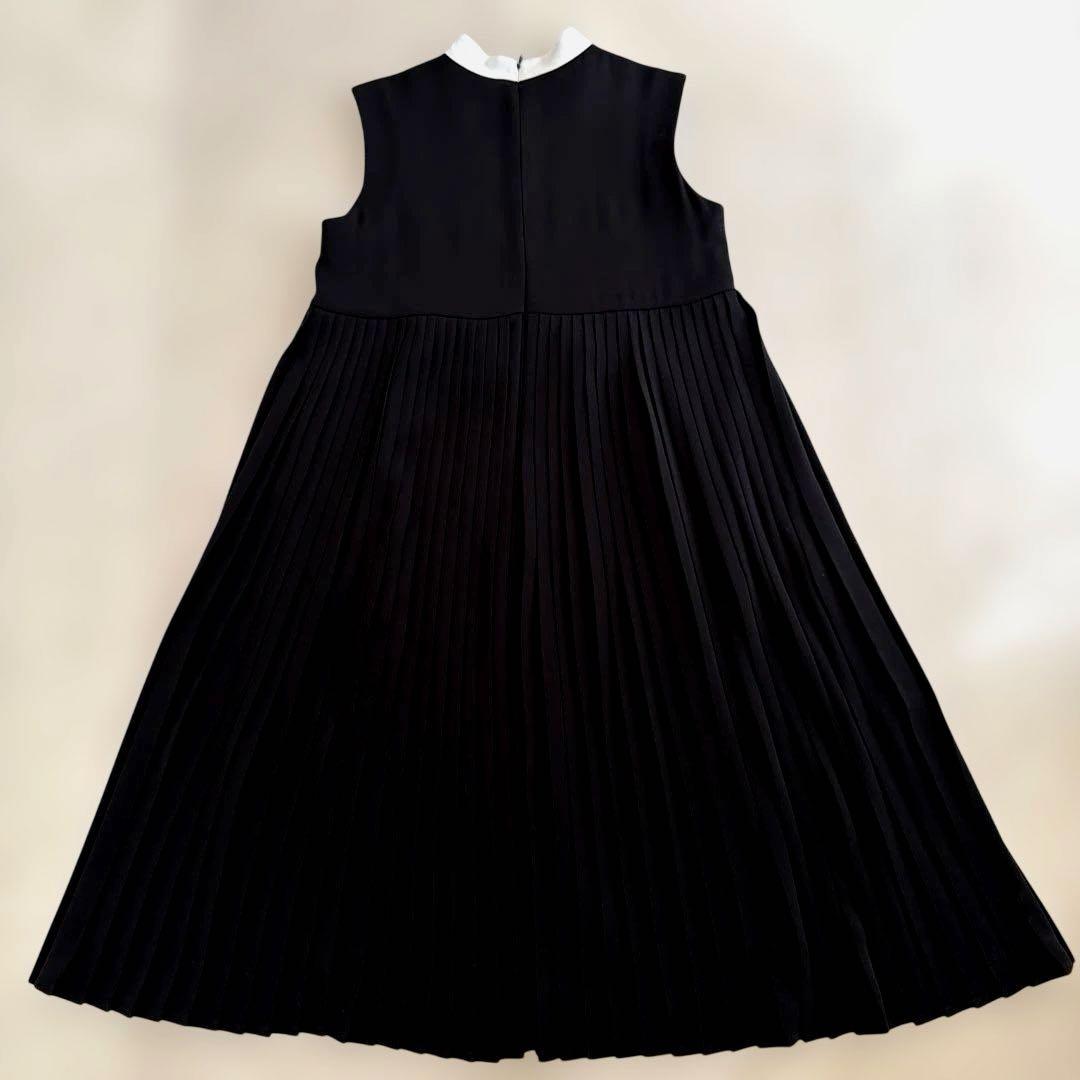 美品！CELFORD ノースリーブプリーツロングワンピース 黒/白