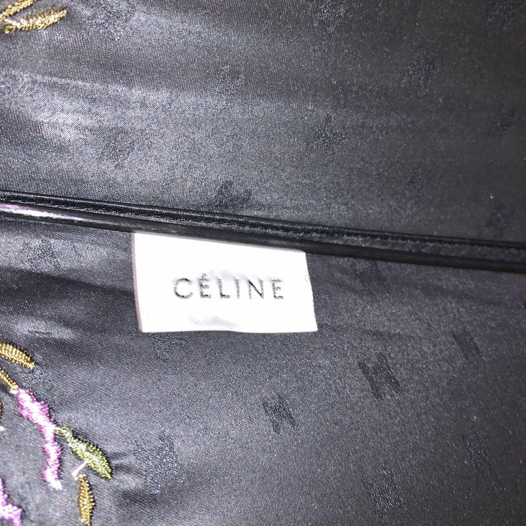 セリーヌ 日傘 マカダム柄 刺繍 ブラック CELINE