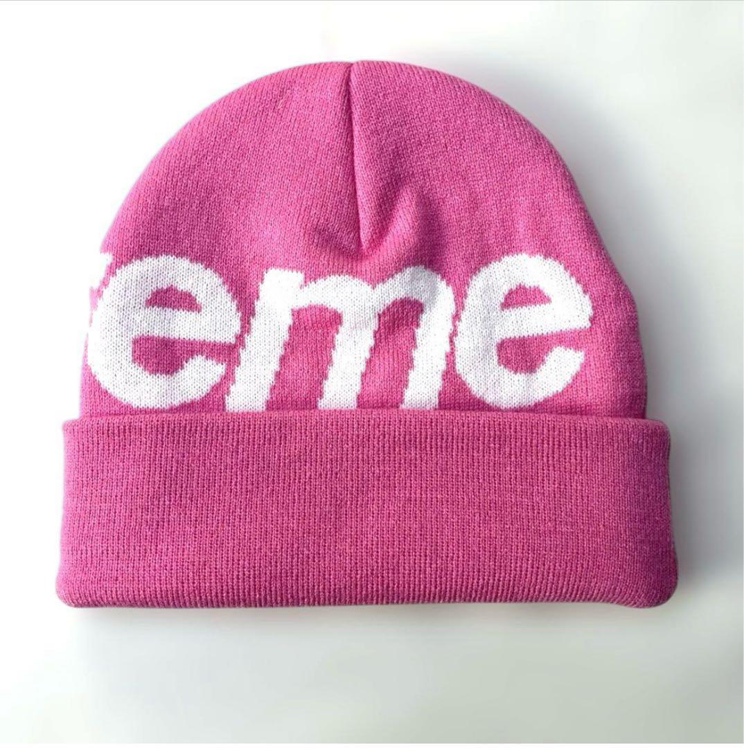 Supreme シュプリーム Big logo　ニット帽　新品　ピンク