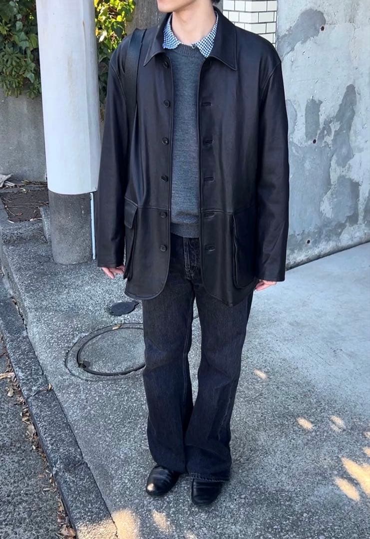 ジャケット・アウター AURALEE TEXTURED LAMB LEATHER BLOUSON