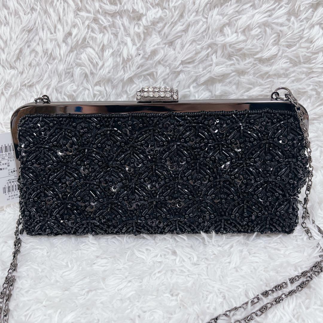 タグ付き新品✨23区　パーティバッグ　クラッチバッグ　黒　ビジュー　結婚式