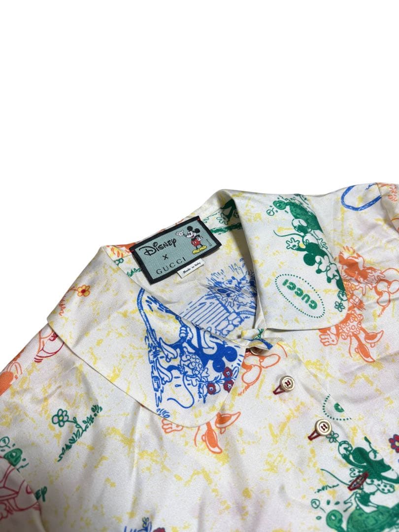 極美品 GUCCI Disney コラボ 総柄シルクシャツ