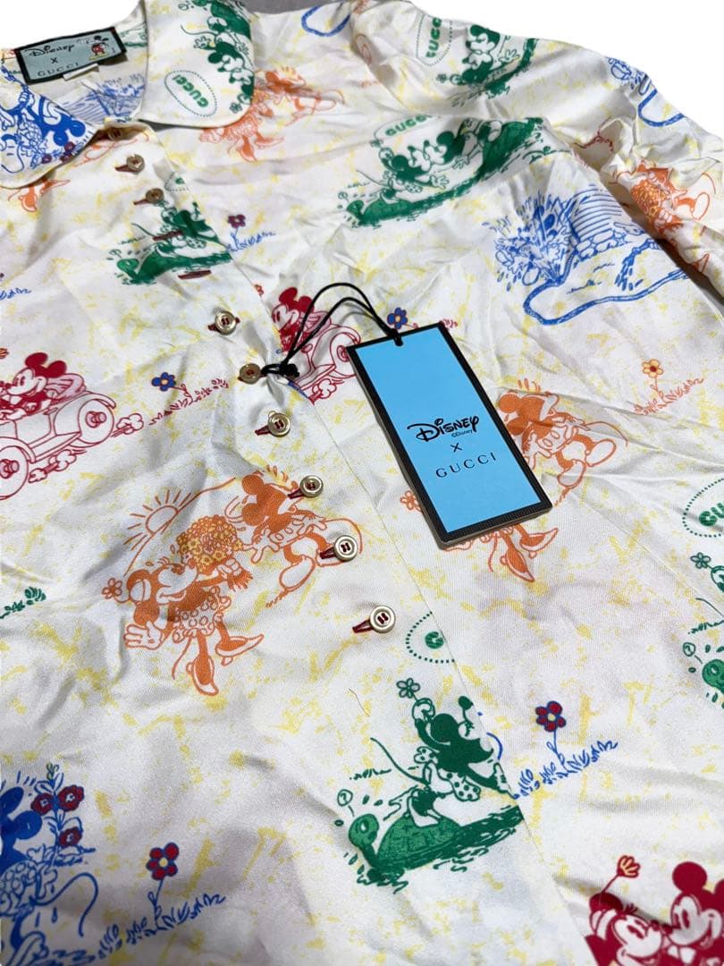極美品 GUCCI Disney コラボ 総柄シルクシャツ