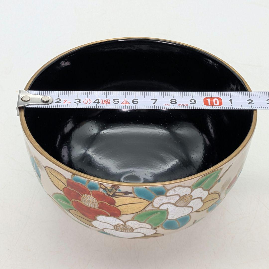 手塚景雲 京焼 色絵椿茶盌 共箱合布 清水焼 抹茶碗 抹茶茶碗 茶道具 茶器