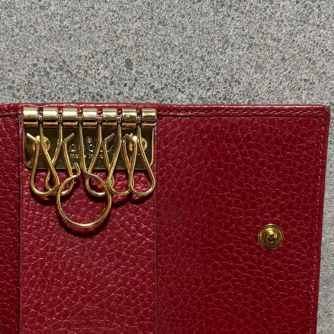 GUCCI キーケース レザー 赤 ゴールド金具 箱付き