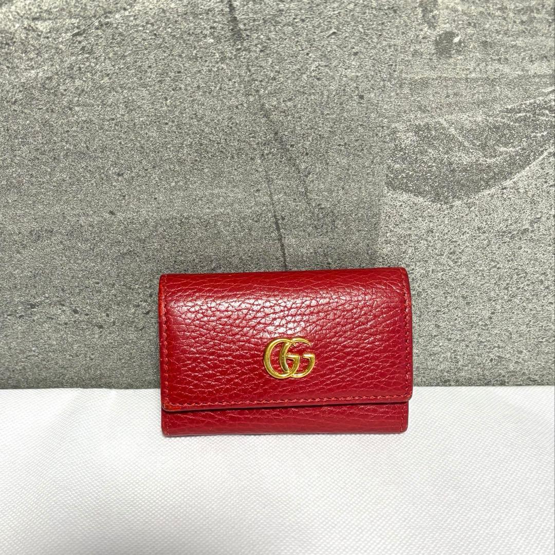 GUCCI キーケース レザー 赤 ゴールド金具 箱付き