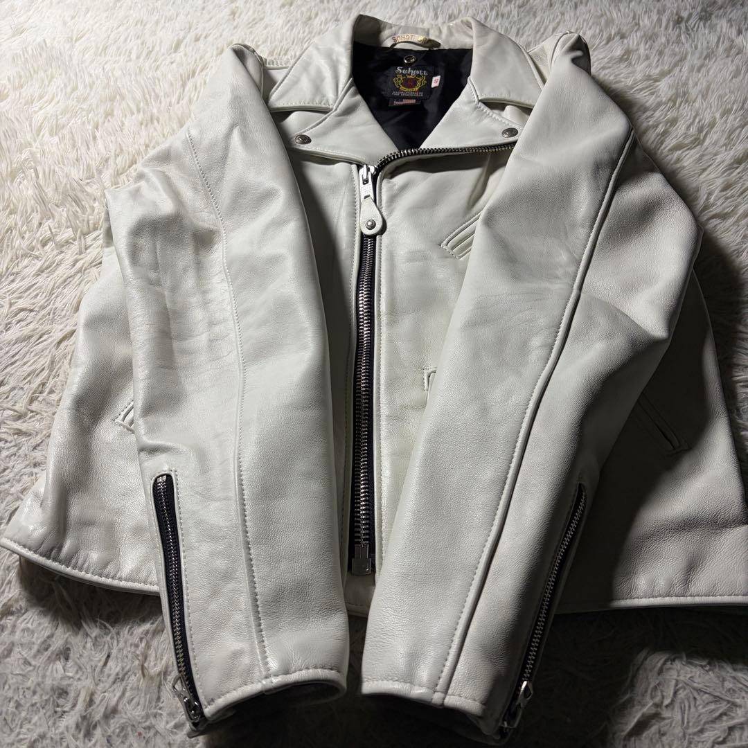灰*二様 美品/希少カラー■schott ライダースジャケット 228US ホワ