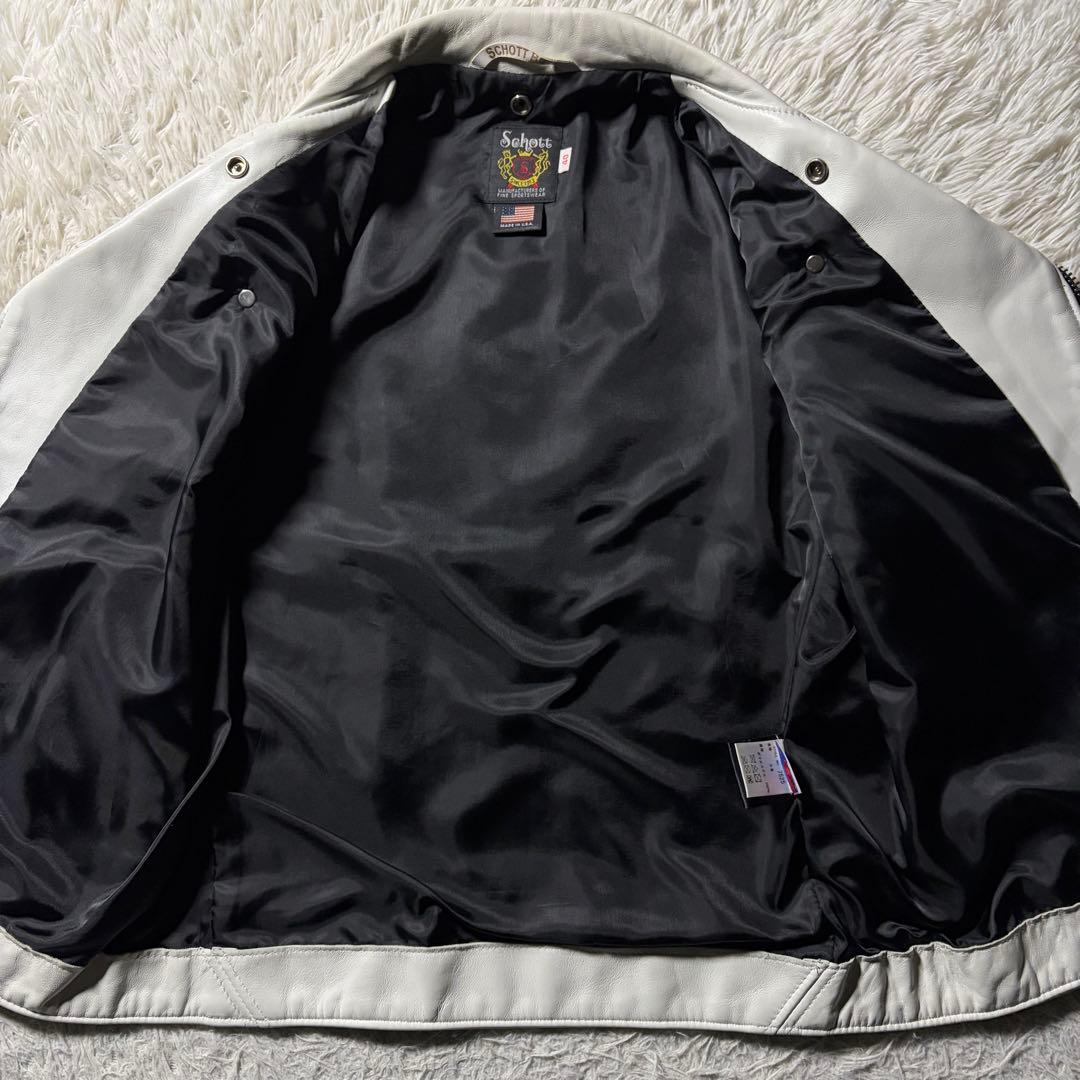 灰*二様 美品/希少カラー■schott ライダースジャケット 228US ホワ