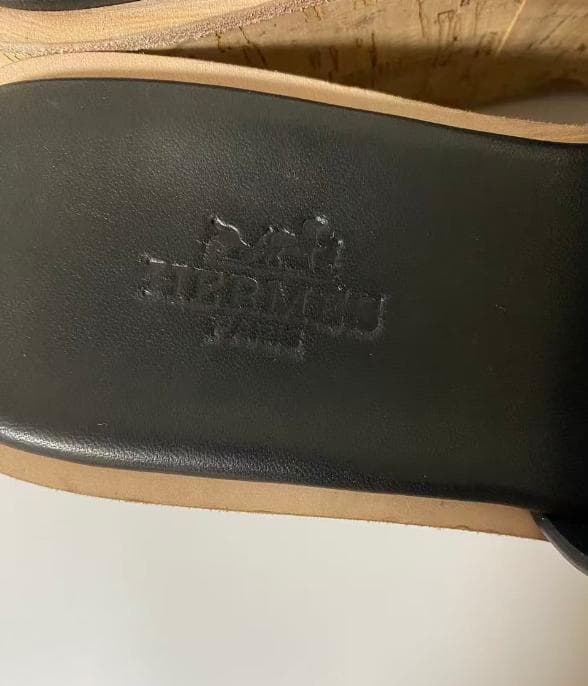 美品 HERMES 厚底Hサンダル 黒