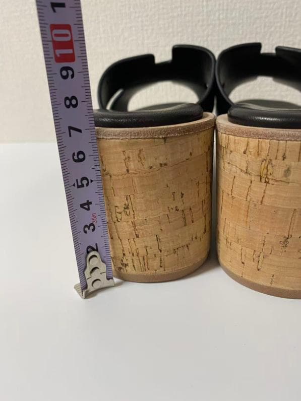 美品 HERMES 厚底Hサンダル 黒