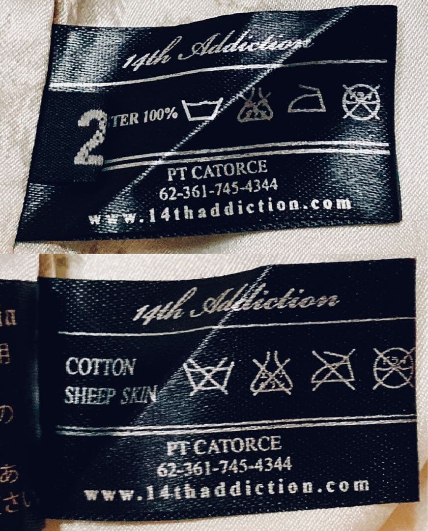 タグ付き美品 14th Addiction スクラッチ加工 羊革 ライダース 2