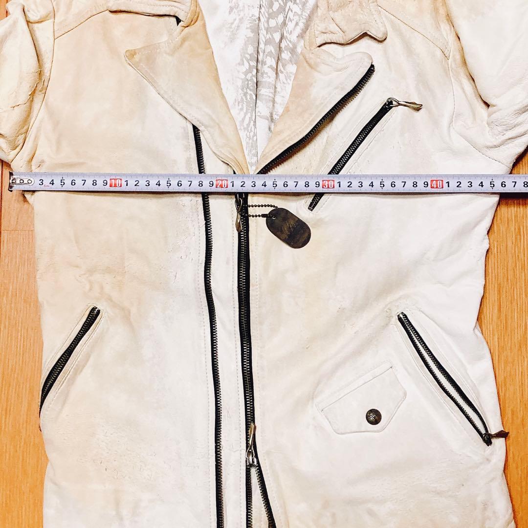 タグ付き美品 14th Addiction スクラッチ加工 羊革 ライダース 2