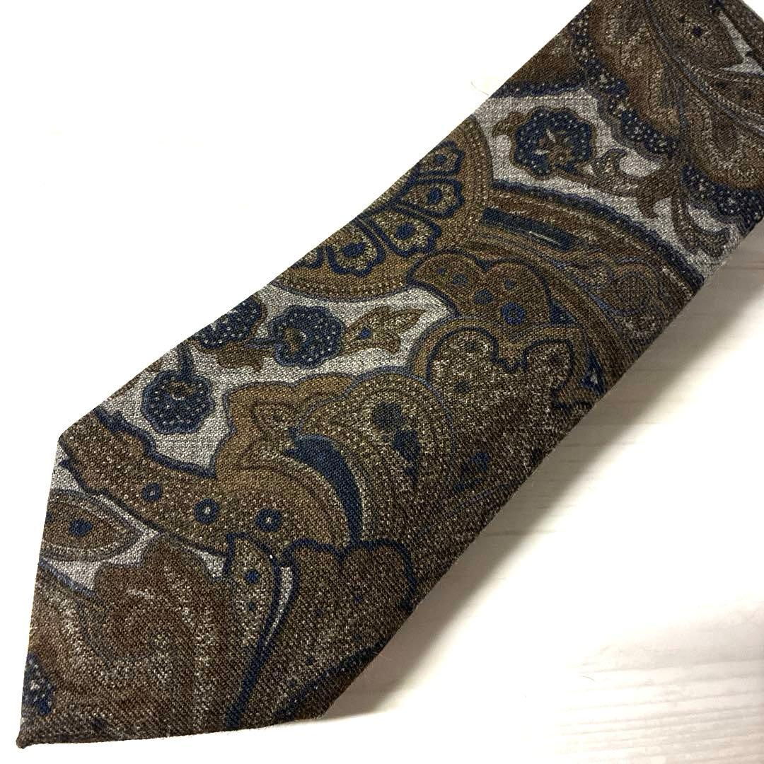 LIVERANOリヴェラーノ　ネクタイ　ペイズリー　ブラウン系　ウール