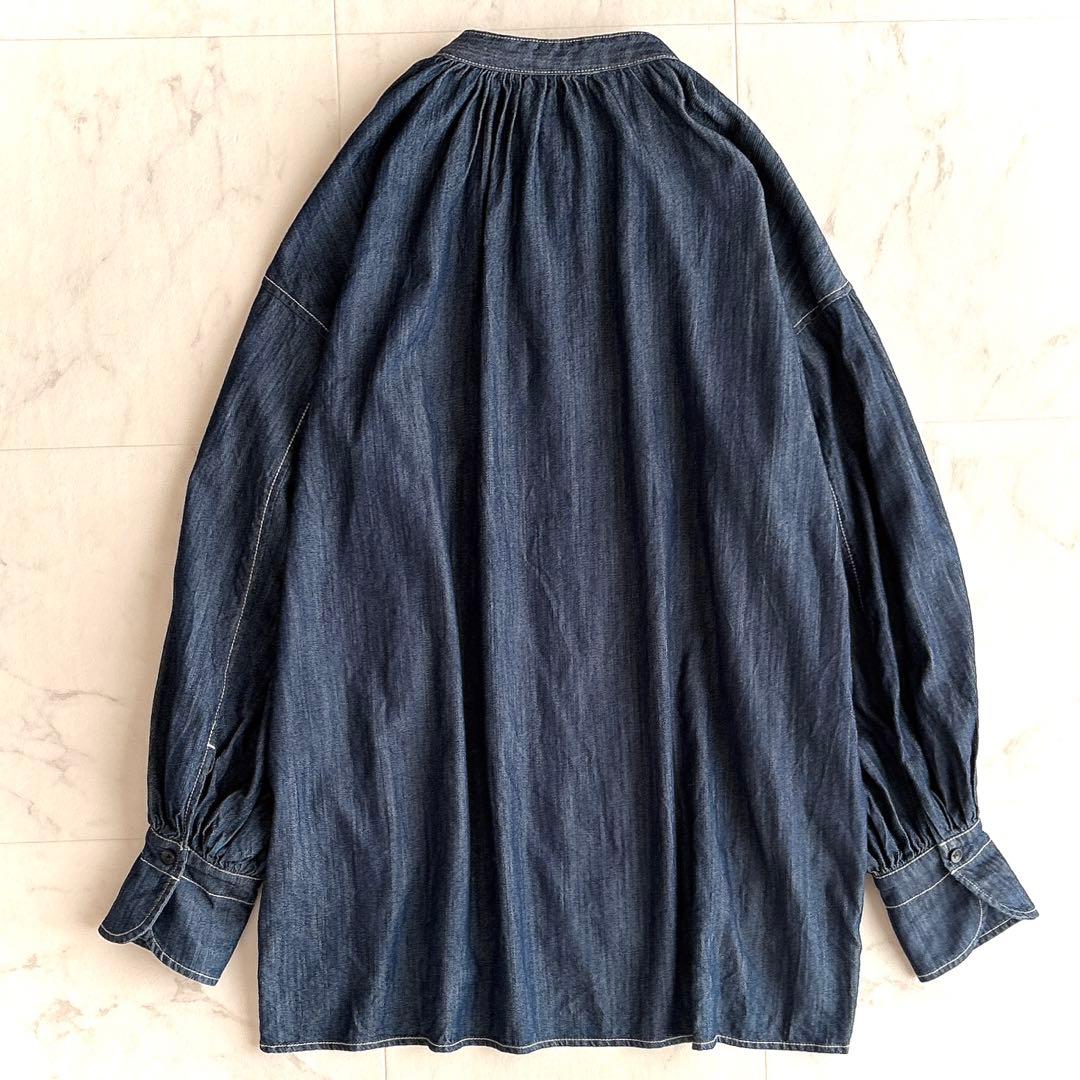美品✨MACHATT デニムリボンブラウス インディゴ
