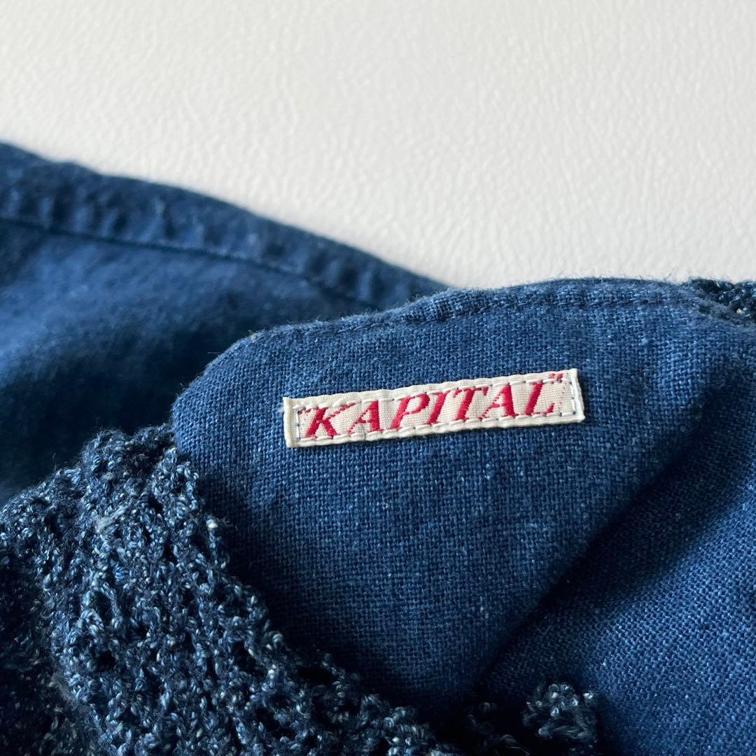 ▼キャピタル KAPITAL【1】インディゴ リネン レースブラウス 2Way