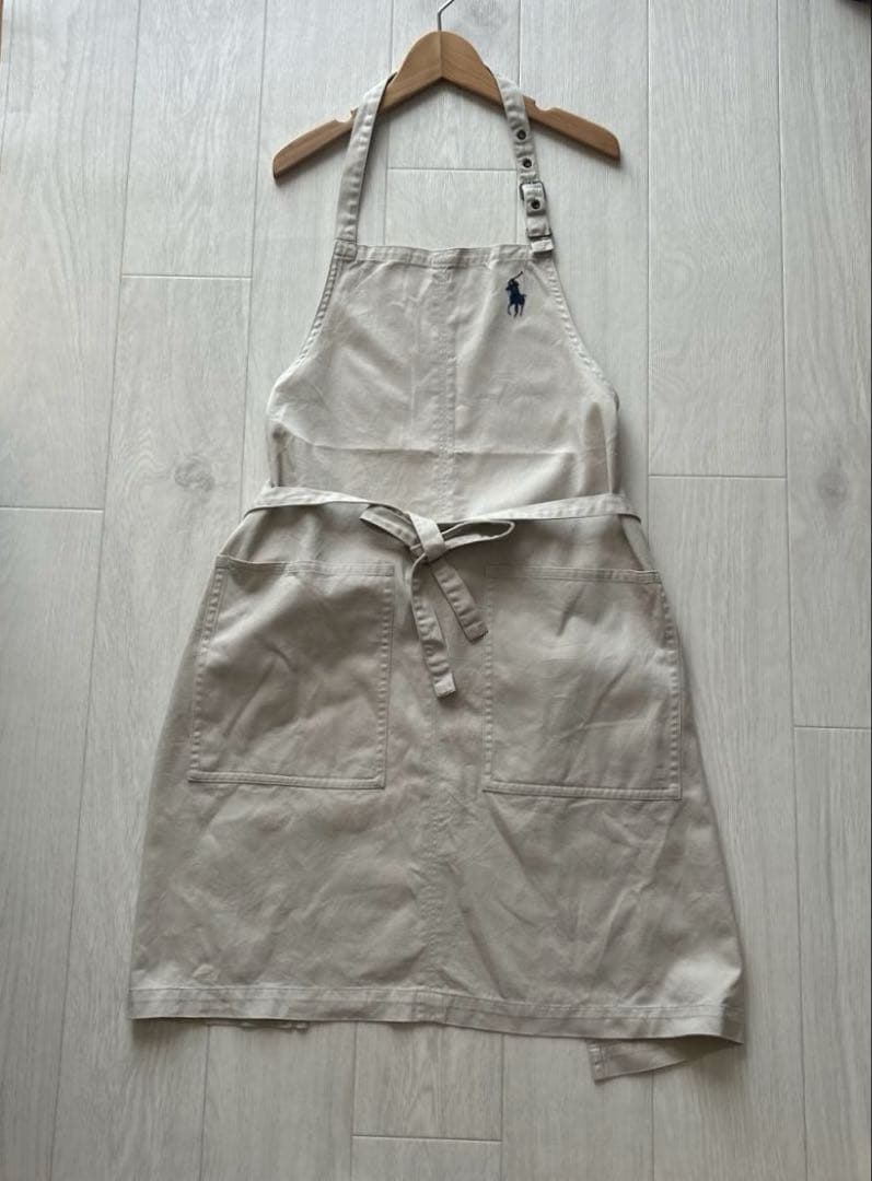 RALPH LAURENラルフローレンエプロン　日本製　ベージュホースロゴ刺繍