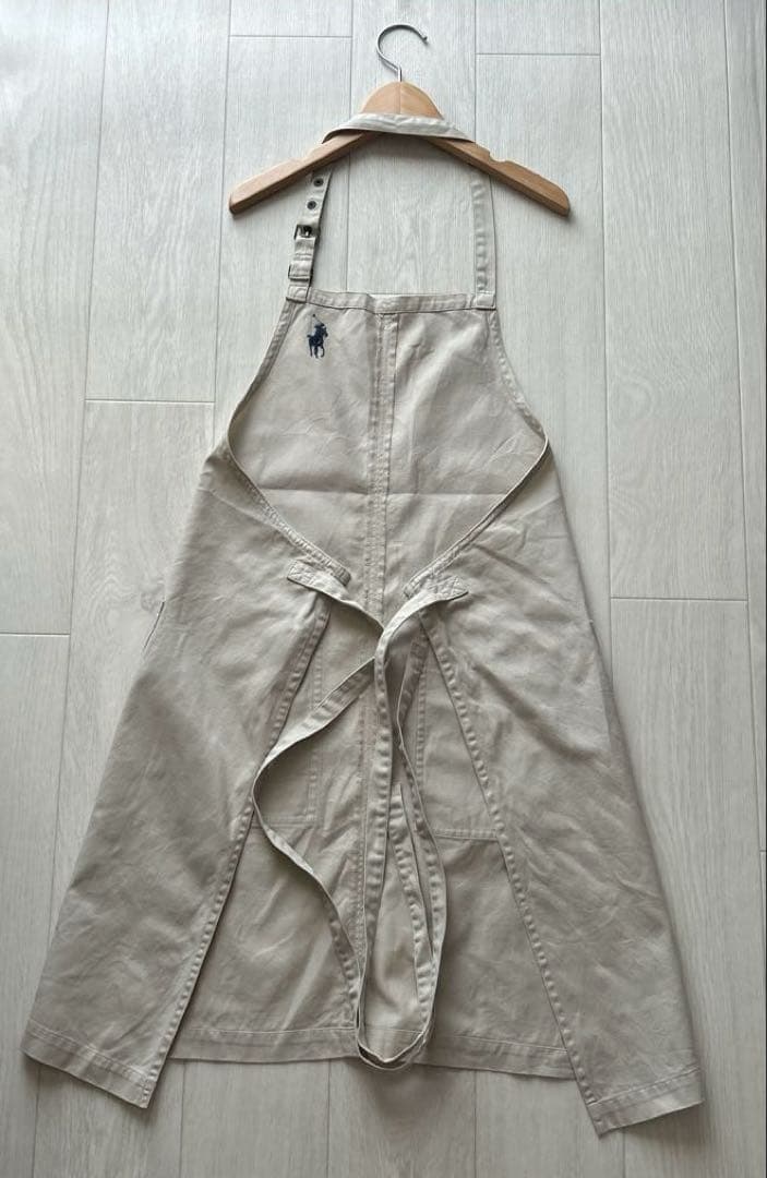 RALPH LAURENラルフローレンエプロン　日本製　ベージュホースロゴ刺繍