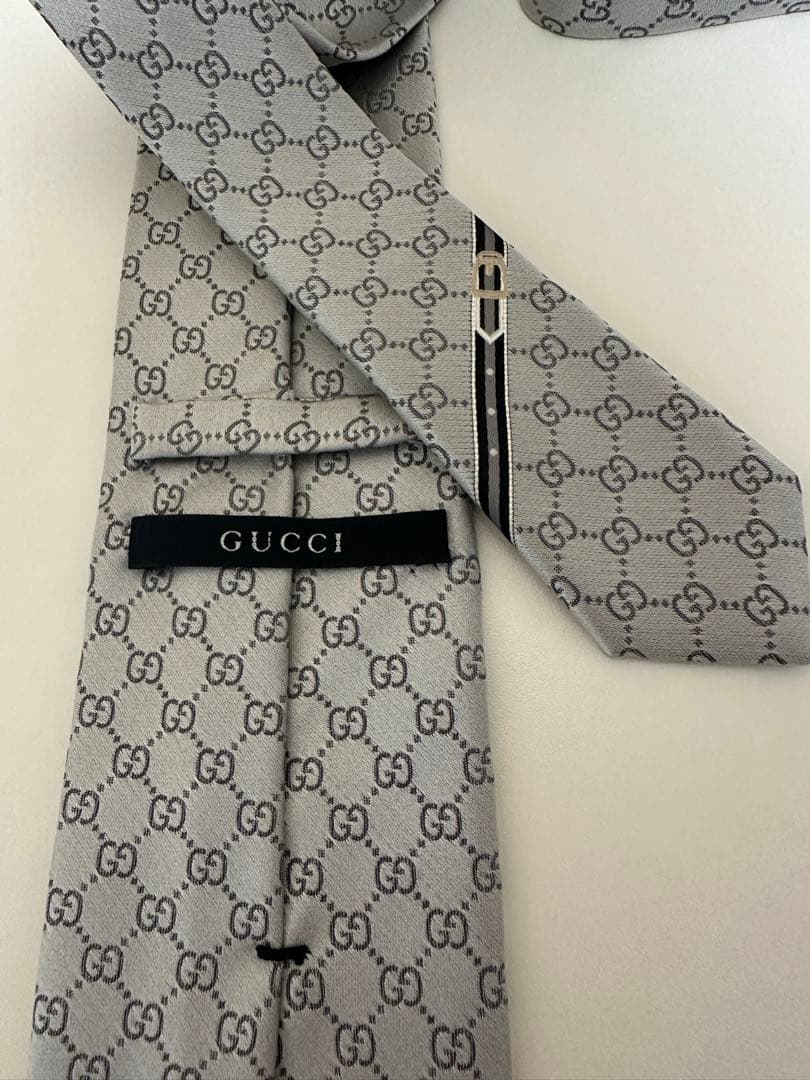 GUCCI グレー GGパターン ネクタイ