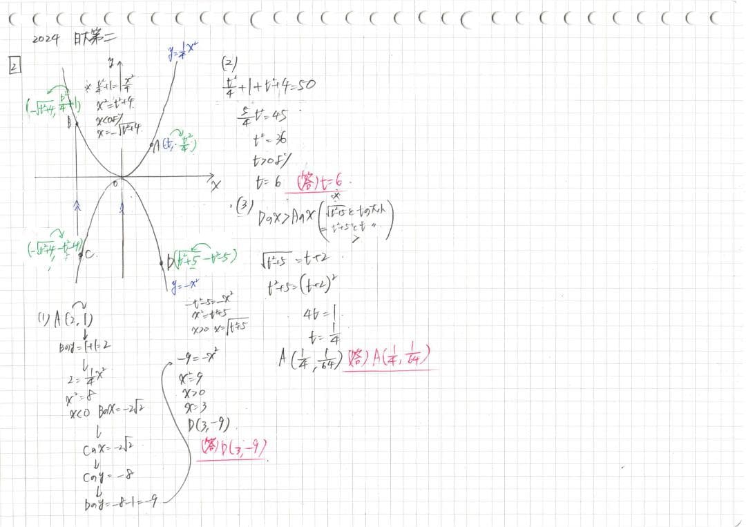 塾講師オリジナル数学解説 全問動画付 日大第二 2022-24高校入試過去問