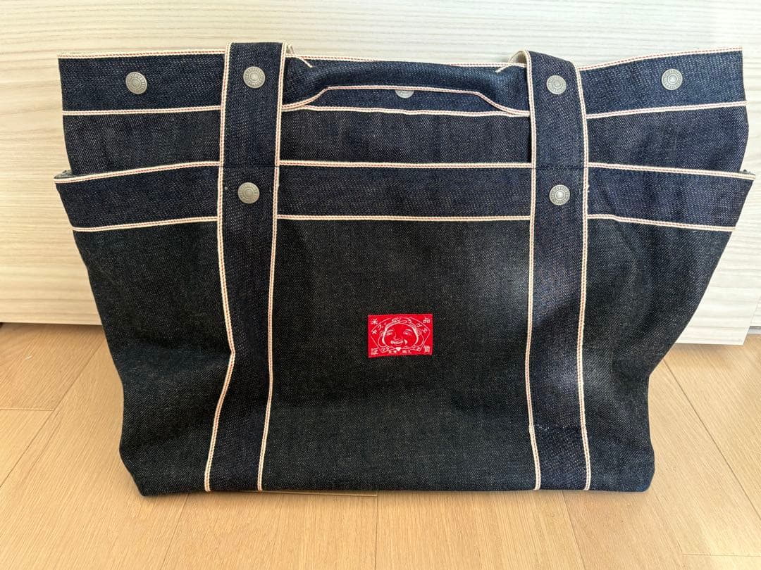 EVISU エヴィス　カモメ刺繍ポケット大サイズデニムトートバッグ