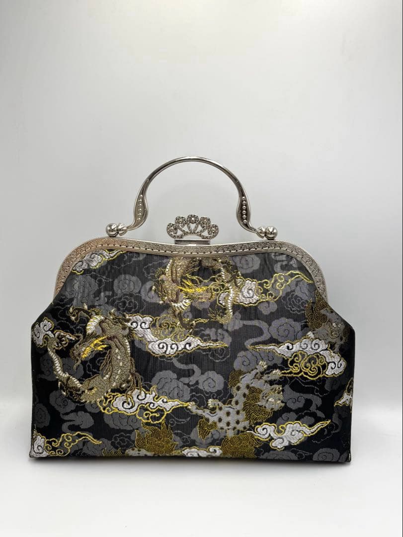 和柄金襴【ハンドメイド】がま口バッグ　#605